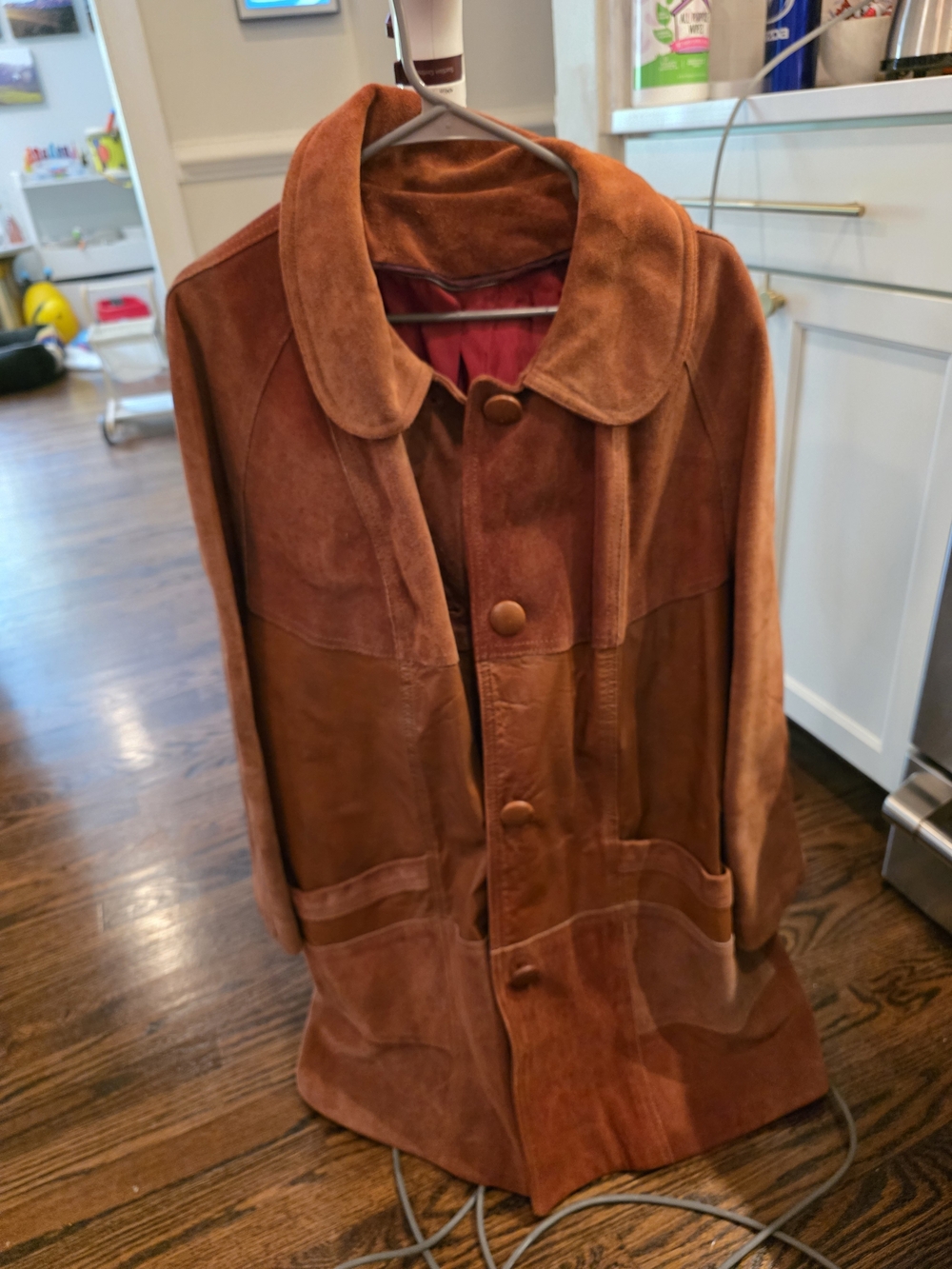 Orange Rust Leather And Suede Jacket Fits Like XL Vintage
